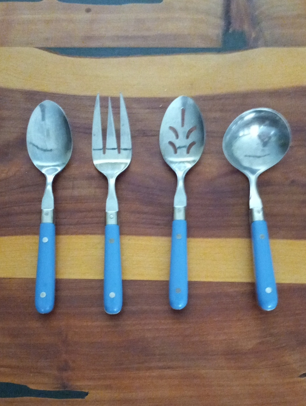 Vintage Washington Forge Mardi Gras Blue 4 Pc Hostess Serving Set MCM